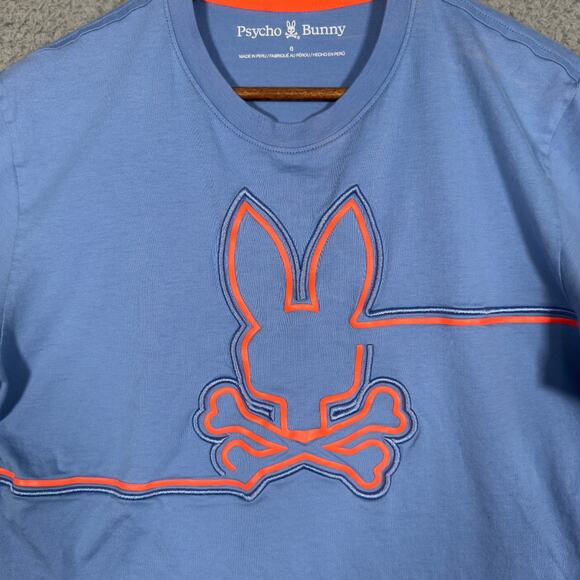 Psycho Bunny Chester Embroidered Graphic Blue T Shirt Men’s Size 6 - Picture 2 of 11